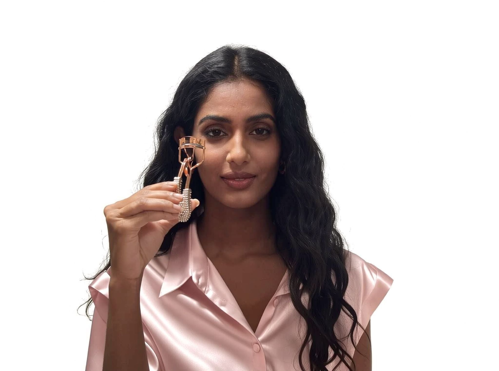 Rose Gold Eyelash Curler With Diamond Studded Handle